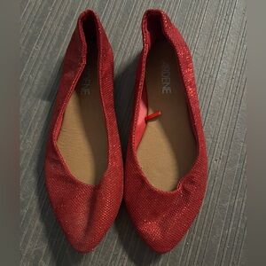 Worn only once! Ardene Women's Red Glitter Flats